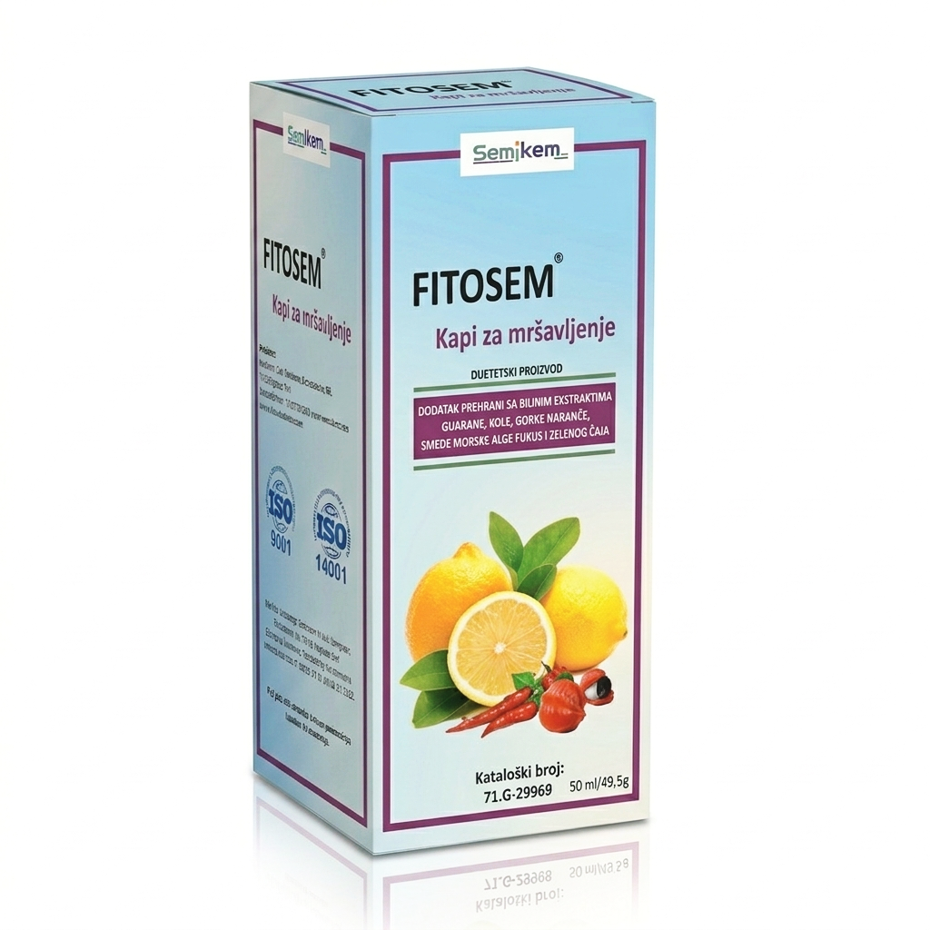 Box of Fitosem with lemon and chili pepper illustration on a white background